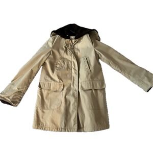 Vintage Maine Guide Ladies Choice Tan Sherpa Lined Hooded Parka Coat Size 14